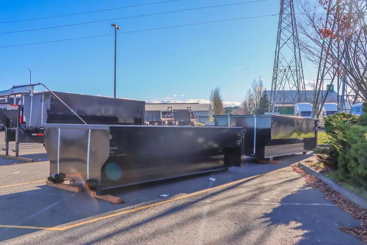Roll-off dumpster ready for waste disposal at job site for 3 Yard Dumpster Rental in Aberdeen